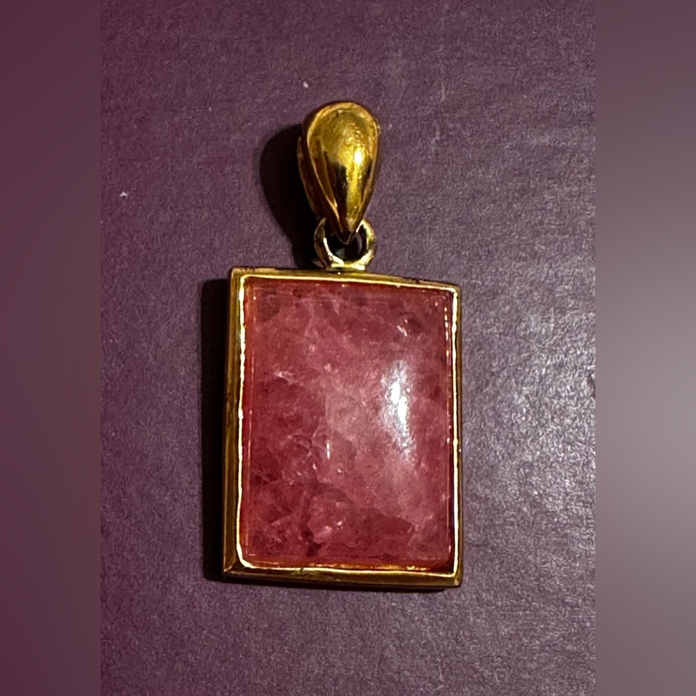 Badavici HK Gold Vermeil over 925‎ Silver Pink Rhodochrosite Pendant